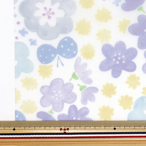 生地 『チュールプリントカットクロス 北欧花柄 約70cm×98cm C-TDP6260-01』 【ユザワヤオリジナル】