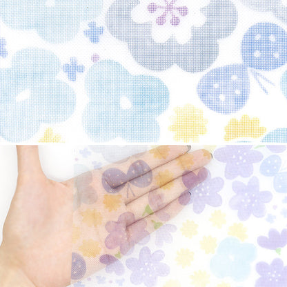生地 『チュールプリントカットクロス 北欧花柄 約70cm×98cm C-TDP6260-01』 【ユザワヤオリジナル】