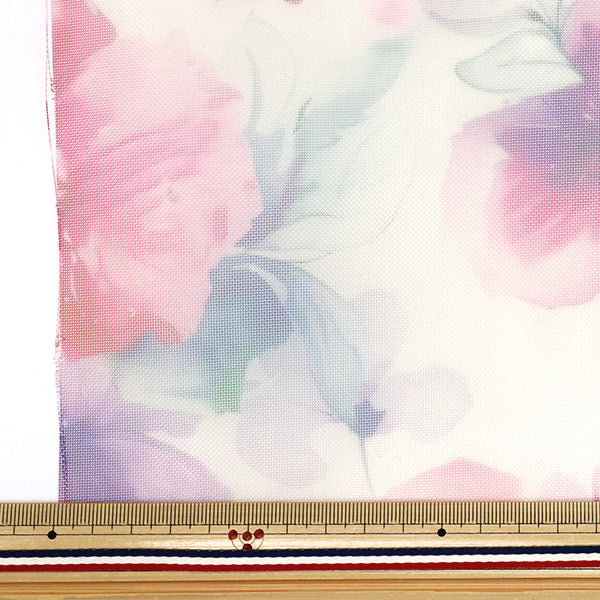 Stoff "Tülldruck"Stoffstück Aquarellblumenmuster ca. 70 cm x 98 cm C-TDP6260-022" 【YuzawayaOriginal】