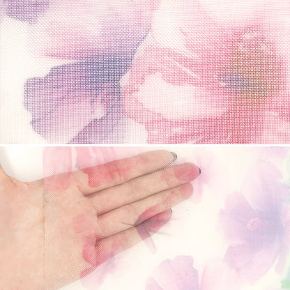 Stoff "Tülldruck"Stoffstück Aquarellblumenmuster ca. 70 cm x 98 cm C-TDP6260-022" 【YuzawayaOriginal】