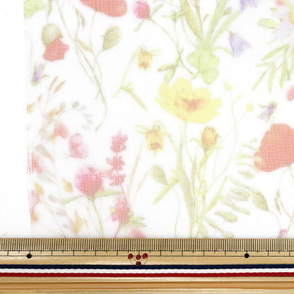 生地 『チュールプリントカットクロス ボタニカル柄 約70cm×98cm C-TDP6260-04』 【ユザワヤオリジナル】