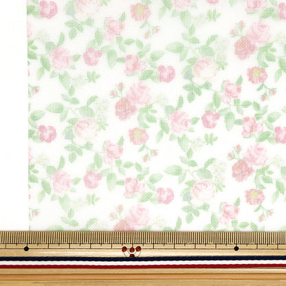 生地 『チュールプリントカットクロス 赤バラ柄 約70cm×98cm C-TDP6260-05』 【ユザワヤオリジナル】