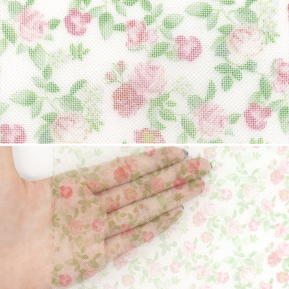生地 『チュールプリントカットクロス 赤バラ柄 約70cm×98cm C-TDP6260-05』 【ユザワヤオリジナル】