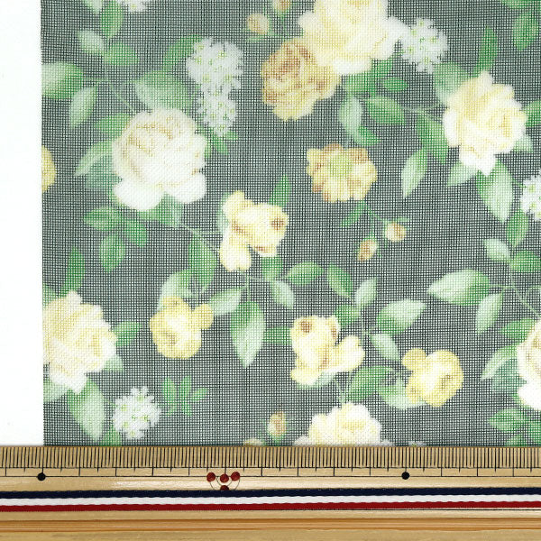 生地 『チュールプリントカットクロス 黄バラ柄 約70cm×98cm C-TDP6260-06』 【ユザワヤオリジナル】