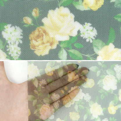 生地 『チュールプリントカットクロス 黄バラ柄 約70cm×98cm C-TDP6260-06』 【ユザワヤオリジナル】