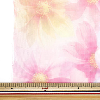 生地 『チュールプリントカットクロス コスモス柄 約70cm×98cm C-TDP6260-09』 【ユザワヤオリジナル】
