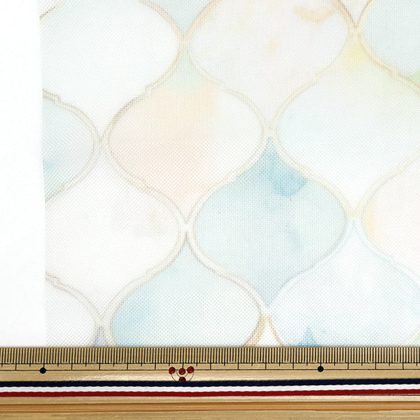 生地 『チュールプリントカットクロス モロカン柄 緑 約70cm×98cm C-TDP6260-10』 【ユザワヤオリジナル】