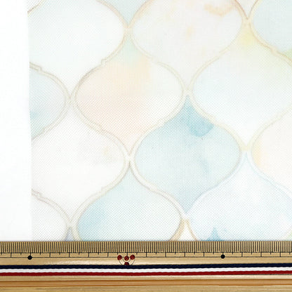 生地 『チュールプリントカットクロス モロカン柄 緑 約70cm×98cm C-TDP6260-10』 【ユザワヤオリジナル】