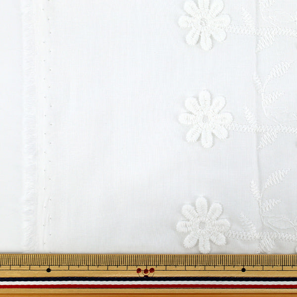 Fabric "Trend fabric 3D embroidery lace flower Cut Cloth Approximately 130cm x 50cm Off-white TF-91COW” KIYOHARA