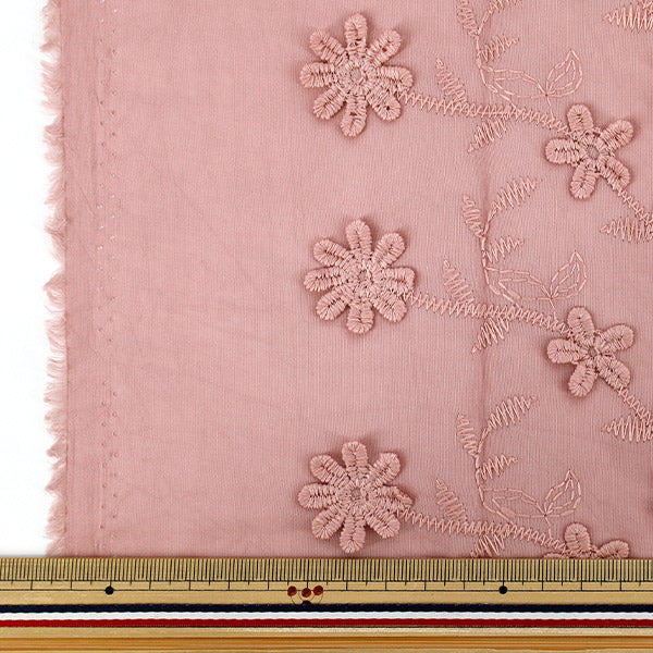 Stoff "Trendstoff 3D-Stickerei Spitze Blume Stoffstück Ca. 130 cm x 50 cm Rosa TF-91CP“ KIYOHARA
