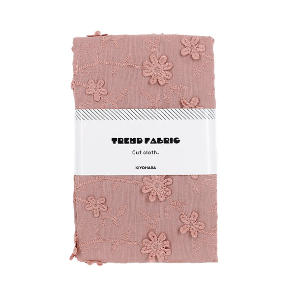 Stoff "Trendstoff 3D-Stickerei Spitze Blume Stoffstück Ca. 130 cm x 50 cm Rosa TF-91CP“ KIYOHARA