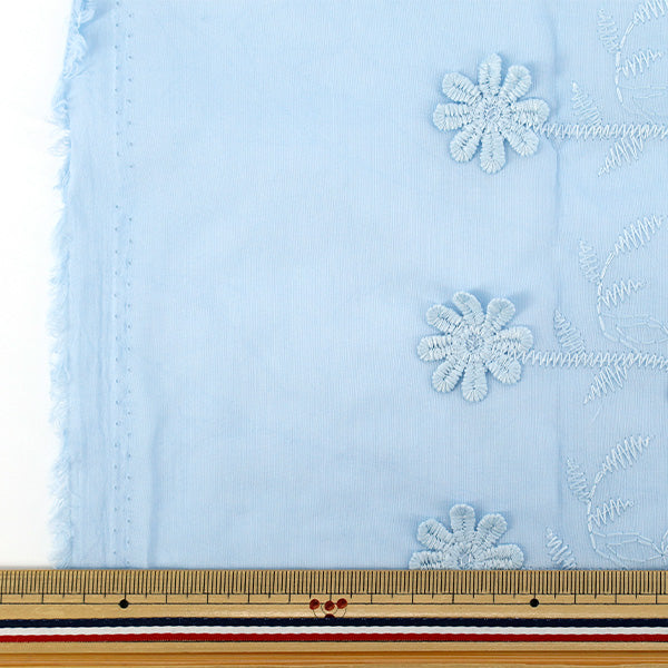 Stoff "Trendstoff 3D-Stickerei Spitze Blume Stoffstück Ungefähr 130 cm x 50 cm Hellblau TF-91CBL“ KIYOHARA