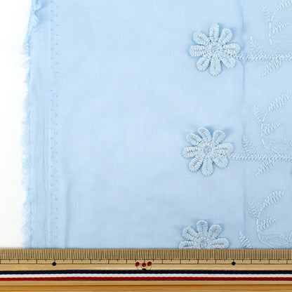 Stoff "Trendstoff 3D-Stickerei Spitze Blume Stoffstück Ungefähr 130 cm x 50 cm Hellblau TF-91CBL“ KIYOHARA