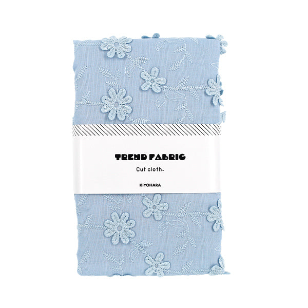 Stoff "Trendstoff 3D-Stickerei Spitze Blume Stoffstück Ungefähr 130 cm x 50 cm Hellblau TF-91CBL“ KIYOHARA