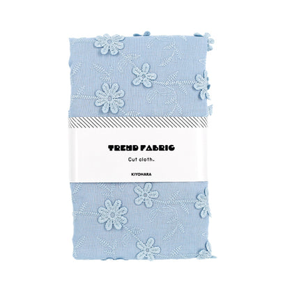 Stoff "Trendstoff 3D-Stickerei Spitze Blume Stoffstück Ungefähr 130 cm x 50 cm Hellblau TF-91CBL“ KIYOHARA