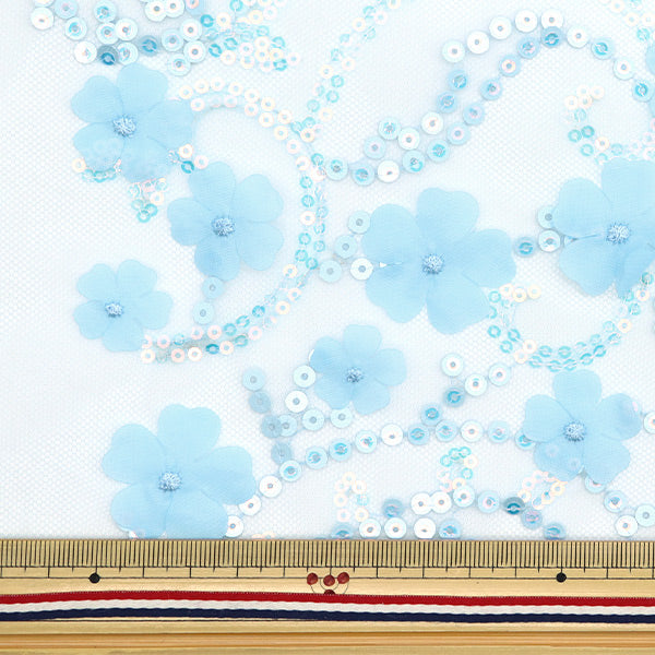 [Quantità a partire da 5] Tessuto "Sequestro di floreale floreale blu floreale Sptulh-flflbl"