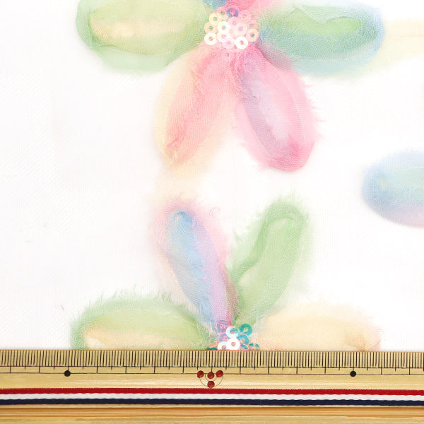 [Quantità a partire da 5] Tessuto "Tulle di paillettes" NastroFlower Pink Sptulh-riflpk"