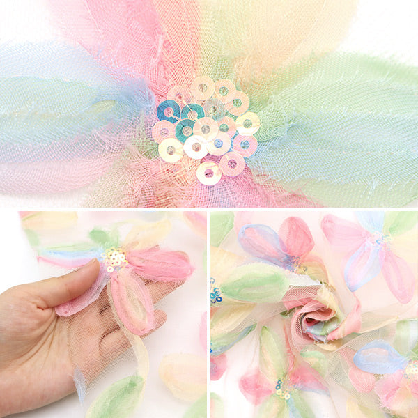 [Quantità a partire da 5] Tessuto "Tulle di paillettes" NastroFlower Pink Sptulh-riflpk"