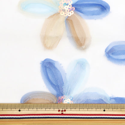 [Quantità a partire da 5] Tessuto "Tulle di paillettes" NastroFlower Blue Sptulh-riflbl"