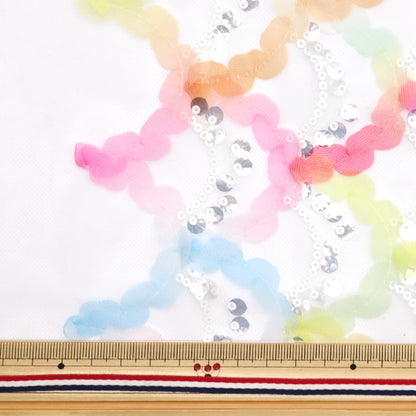 [Quantité à partir de 5] Tissu "Sequin tulle sirène coloré sptulh-mercol"