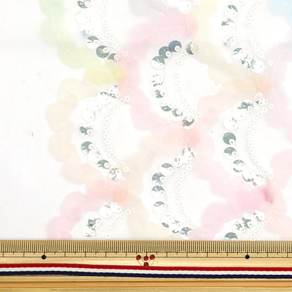 [Quantity starting from 5] Fabric "Sequin Tulle Mermaid Pink x Saxophone SPTULH-MERPSA"