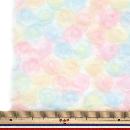 천・원단 "미니 로즈 툴레 네롤리 로즈 컷 천 대략 110cm x 50cm 라이트 핑크 x 블루 NRF-13C-LPBL" KIYOHARA