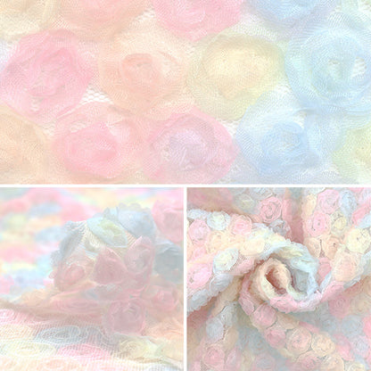 천・원단 "미니 로즈 툴레 네롤리 로즈 컷 천 대략 110cm x 50cm 라이트 핑크 x 블루 NRF-13C-LPBL" KIYOHARA