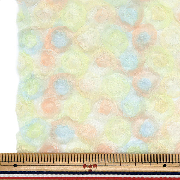 生地 『ミニローズチュール ネロリローズ カットクロス 約110cm×50cm ライトオレンジ×ブルー NRF-13C-LORBL』 KIYOHARA 清原