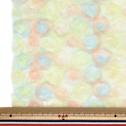 生地 『ミニローズチュール ネロリローズ カットクロス 約110cm×50cm ライトオレンジ×ブルー NRF-13C-LORBL』 KIYOHARA 清原