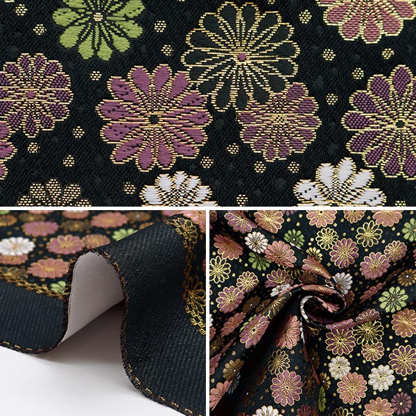 [From quantity 5] Fabric 『Gold Brocade Rakurai Torso Black 2-11057]