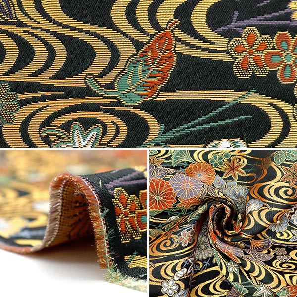 [Quantity starting from 5] Fabric 『Gold Brocade Katsura Nishiki Body No. 2 Black 2-10424"