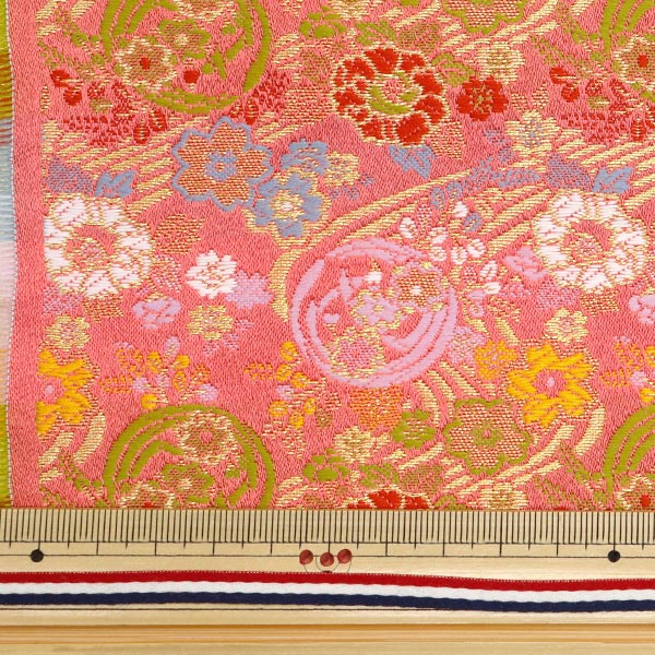 【数量5から】 生地 『金襴 桂錦胴入2号 珊瑚色 155-10512』