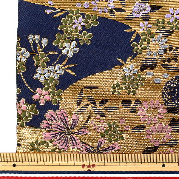 数量5から】 生地 『金襴 流水に四季花 紺 AH9000-06』 – Yuzawaya