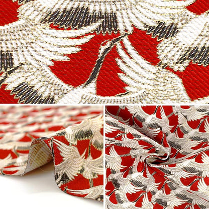 【数量5から】 生地 『金襴 群鶴文 赤 AH9000-10』