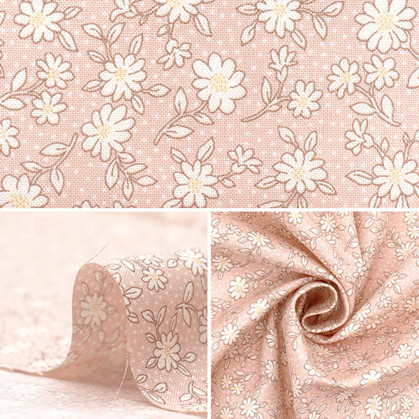 [Количество, начиная с 5] Ткань 『ткань полотняного переплетения Homy сестра выстроилась в цветочном рисунке Peach HS10502-A"