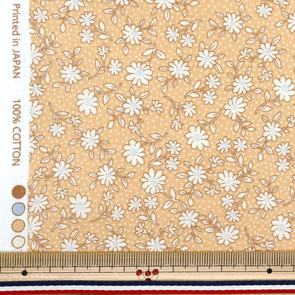 [Quantity starting from 5] Fabric 『Scare Print Homy Sister Lined Floral Pattern Saffron HS10502-B"