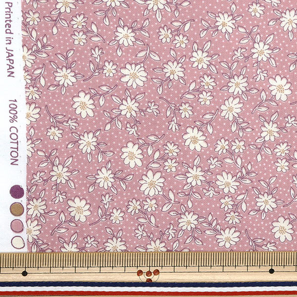 [Cantidad a partir de 5] Tela 『tela de tejido liso Homy Sister Patrón floral forrado Azuki HS10502-D"