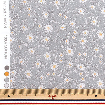 [Quantity starting from 5] Fabric 『Scare Print Homy Sister Lined Floral Pattern Gray HS10502-E"