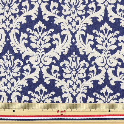 [Quantity from 5] Fabric "Munsell Collection Cotton LinenSheeting Damask Pattern Navy YUZ-739-2” munsell YUWA Yuwa Shoten [YuzawayaLimited products]