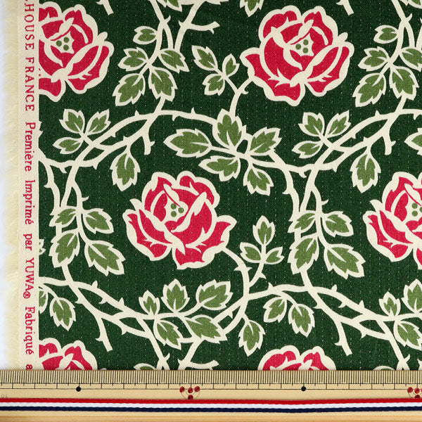 【数量5から】 生地 『ミューファン シャーティング バラ柄 グリーン』 YUWA 有輪商店