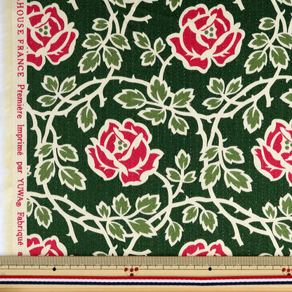 【数量5から】 生地 『ミューファン シャーティング バラ柄 グリーン』 YUWA 有輪商店