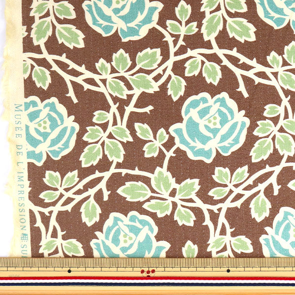 【数量5から】 生地 『ミューファン シャーティング バラ柄 ブラウン』 YUWA 有輪商店