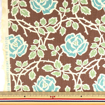 【数量5から】 生地 『ミューファン シャーティング バラ柄 ブラウン』 YUWA 有輪商店