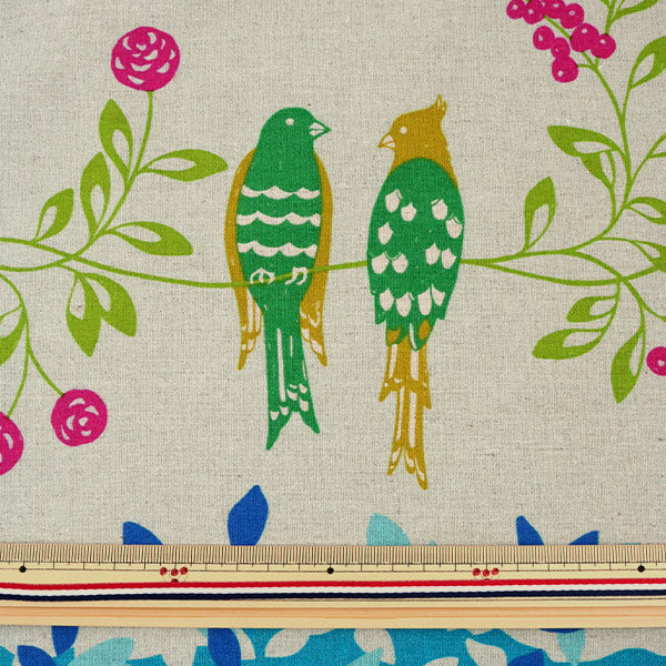 [Quantité à partir de 5] Tissu "Etino Standard Bird Song 10b Blue" KOKKA