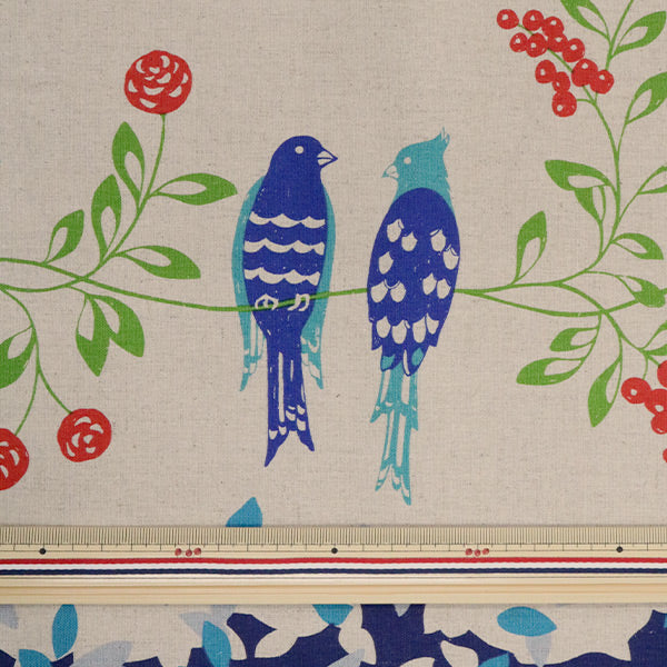 [Quantità a partire da 5] Tessuto "Echino Standard Bird Song 10d Navy" KOKKA