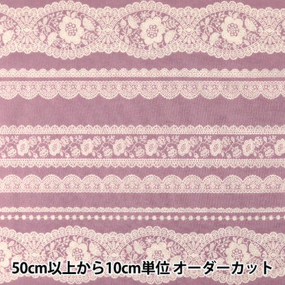 【数量5から】 生地 『コンパス Clean lace ボーダー柄 ピンク LOA-61020-2B』 KOKKA コッカ