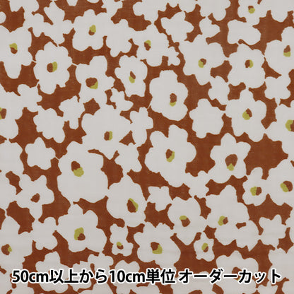 【数量5から】 生地 『Wガーゼ エコベロオーガニック In nature flower 赤 YKA-81070-1C』 KOKKA コッカ