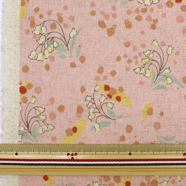 【数量5から】 生地 『綿麻シーチング one flower (ワンフラワー) すずらん ピンク YKA-81050-2B』 KOKKA コッカ