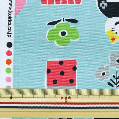 【数量5から】 生地 『オックス KOKESHI こけし柄 サックス LG-46080-1C』 KOKKA コッカ