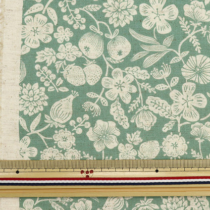 [Quantità a partire da 5] Tessuto "Cotone e lino"fogli Green di ghiaccio botanico naturale YGA-49080-2C" KOKKA